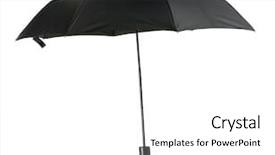  Presentation with rainy days season - Slide deck featuring rainy days season - black umbrella isolated on white background and a white colored foreground