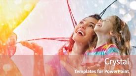  Presentation with rain - Theme featuring rainy days season - family enjoys the rain background and a coral colored foreground