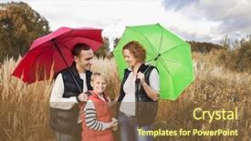  Presentation with holding hands family walking - PPT layouts with rainy days season - family having a walk background and a tawny brown colored foreground