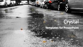  Presentation with cars - Slides featuring rainy days season - rain and cars background and a dark gray colored foreground