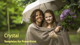 Presentation with rainy days season - Audience pleasing presentation theme consisting of rainy days season - woman with her daughter standing backdrop and a violet colored foreground