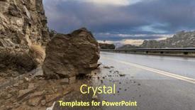  Presentation with traffic road - Presentation theme consisting of rainy-road-rockslide-blocking-traffic background and a tawny brown colored foreground