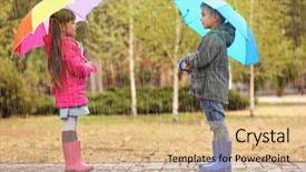  Presentation with cute - Amazing slide deck having rainy season - cute children with umbrellas backdrop and a coral colored foreground