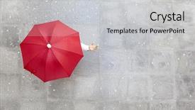  Presentation with umbrella - Presentation consisting of rainy season - man holding a red umbrella background and a light gray colored foreground