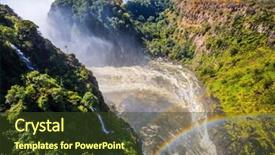  Presentation with fall waterfall - PPT theme consisting of rainy season the waterfall background and a tawny brown colored foreground