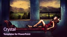  Presentation with girl in red dress - Colorful PPT theme enhanced with rainydays - sensual woman in red dress backdrop and a  colored foreground