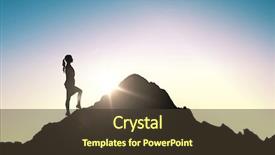  Presentation with achievement mountain - Presentation theme enhanced with raise up - business success career achievement background and a tawny brown colored foreground