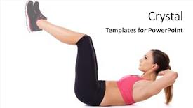  Presentation with abdominal - Presentation theme featuring raise up - fit woman exercising her abdominal background and a white colored foreground