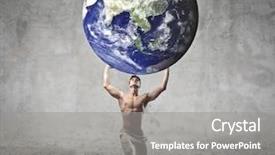  Presentation with nasa - Theme featuring raise up - muscular man holding the earth background and a gray colored foreground