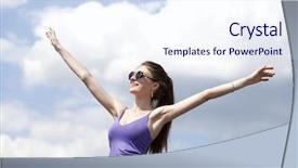  Presentation with conflict in life - Colorful presentation design enhanced with raise up - portrait of young woman enjoying backdrop and a sky blue colored foreground