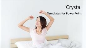  Presentation with wake up - Colorful slides enhanced with raise up - woman wake up at morning backdrop and a  colored foreground