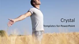  Presentation with life - PPT theme enhanced with raise up - young man enjoying life his background and a light blue colored foreground