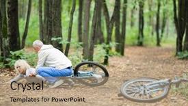  Presentation with helping man - Presentation theme having raise up from ground background and a coral colored foreground