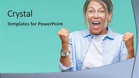  Presentation with winner announcement award success - Amazing presentation theme having raised and open eyes win backdrop and a  colored foreground