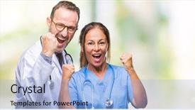  Presentation with hormone therapy medical concept - PPT layouts enhanced with raised and open eyes win background and a light blue colored foreground