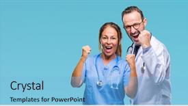  Presentation with win - Colorful slide deck enhanced with raised and open eyes win backdrop and a light blue colored foreground