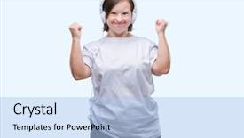  Presentation with dental down syndrome - Colorful PPT layouts enhanced with raised and open eyes winner backdrop and a  colored foreground