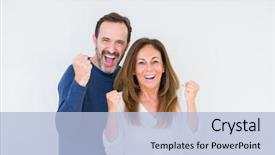  Presentation with love - Amazing PPT theme having raised and open eyes winner backdrop and a light blue colored foreground