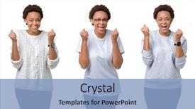  Presentation with afro - Slide set featuring raised and open eyes winner background and a  colored foreground