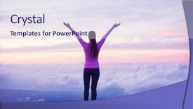  Presentation with young black couples hiking - Presentation theme with raised at sunset on mountain background and a sky blue colored foreground