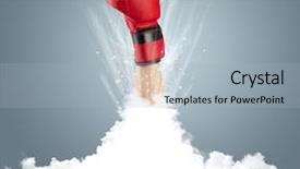  Presentation with cloud based shared services - Beautiful PPT theme featuring raised dead - hand breaking out from cloud backdrop and a  colored foreground