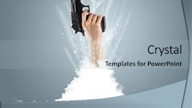  Presentation with cloud - Theme having raised dead - hand breaking out from cloud background and a  colored foreground