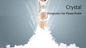  Presentation with cloud silver lining - Presentation theme with raised dead - hand breaking out from cloud background and a  colored foreground