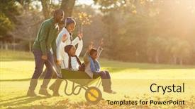  Presentation with children parents - Theme enhanced with raised dead - young parents holding their children background and a yellow colored foreground