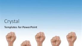  Presentation with resistance - Audience pleasing presentation design consisting of raised-fists-revolt-rebels-conceptual backdrop and a light blue colored foreground