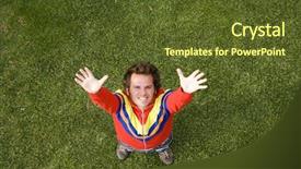  Presentation with high fidelity - Colorful slides enhanced with raised hand green - high view perspective backdrop and a  colored foreground