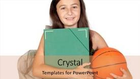  Presentation with basketball design - Theme consisting of raised hand green - student girl with folder backpack background and a coral colored foreground