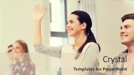  Presentation with teamwork school - Slide deck consisting of raised hands - education high school teamwork background and a lemonade colored foreground