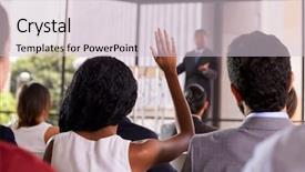  Presentation with audience - Theme enhanced with raised hands - question from audience background and a lemonade colored foreground