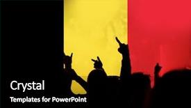  Presentation with students hands raised - Audience pleasing slide set consisting of raised hands against belgium flag backdrop and a black colored foreground