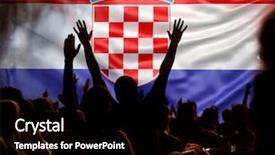  Presentation with football stadium - Slide set featuring raised hands against croatia background and a black colored foreground