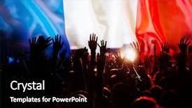  Presentation with france flag - Cool new slide deck with raised hands against france flag backdrop and a black colored foreground