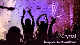  Presentation with music festival - Audience pleasing theme consisting of raised hands and falling backdrop and a wine colored foreground