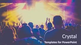  Presentation with music festival - Cool new slide set with raised hands at concert backdrop and a ocean colored foreground