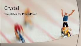  Presentation with racing - Audience pleasing theme consisting of raised off the handle bar backdrop and a soft green colored foreground