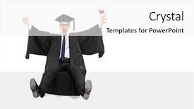  Presentation with generic seated cricket stadium - PPT theme enhanced with raised panels - delighted graduate holding a diploma background and a white colored foreground