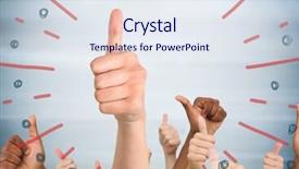  Presentation with wood panel - Cool new slide deck with raised panels - hands giving thumbs up backdrop and a sky blue colored foreground