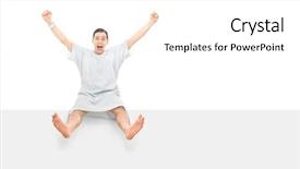  Presentation with happiness - Cool new PPT layouts with raised panels - male patient gesturing happiness seated backdrop and a white colored foreground