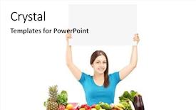  Presentation with worried young female college student - Beautiful theme featuring raised panels - young female holding a blank backdrop and a  colored foreground