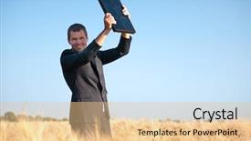  Presentation with solar panel - Audience pleasing PPT theme consisting of raised panels - young man holding a solar backdrop and a lemonade colored foreground