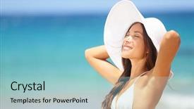  Presentation with summer at the beach - Amazing PPT theme having raised to the sunlight head backdrop and a light blue colored foreground