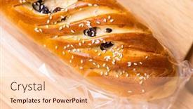  Presentation with bread - Slides having raisin-bread-over-the-wooden background and a lemonade colored foreground