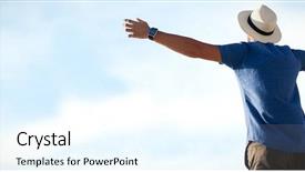  Presentation with animation - Slide set featuring blue sky with cloud background and a cool aqua colored foreground