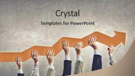  Presentation with business growing - Beautiful theme featuring business people holding growing graph backdrop and a light gray colored foreground