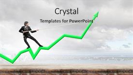  Presentation with nautical map rope - Presentation with raising charts - businessman pulling arrow with rope background and a light gray colored foreground