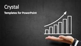  Presentation with hand palm - Slide deck featuring raising charts - human hand presenting on palm background and a dark gray colored foreground